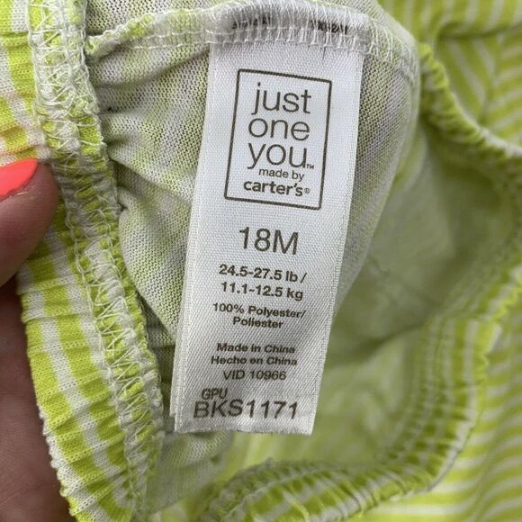 Carters Green Striped Ruffle Bottom Pant 18 Months - Picture 3 of 4